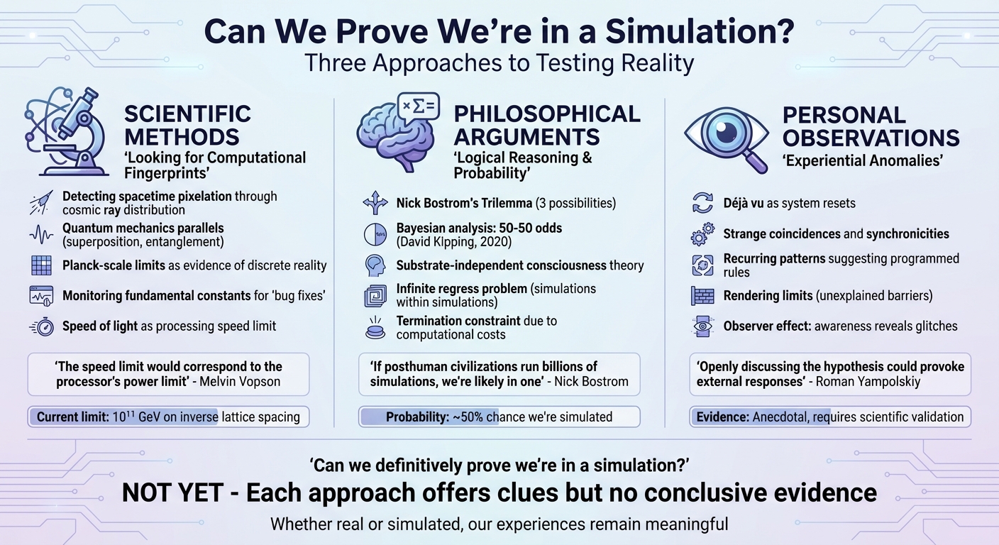 Three Approaches to Testing the Simulation Hypothesis: Scientific, Philosophical, and Personal Methods