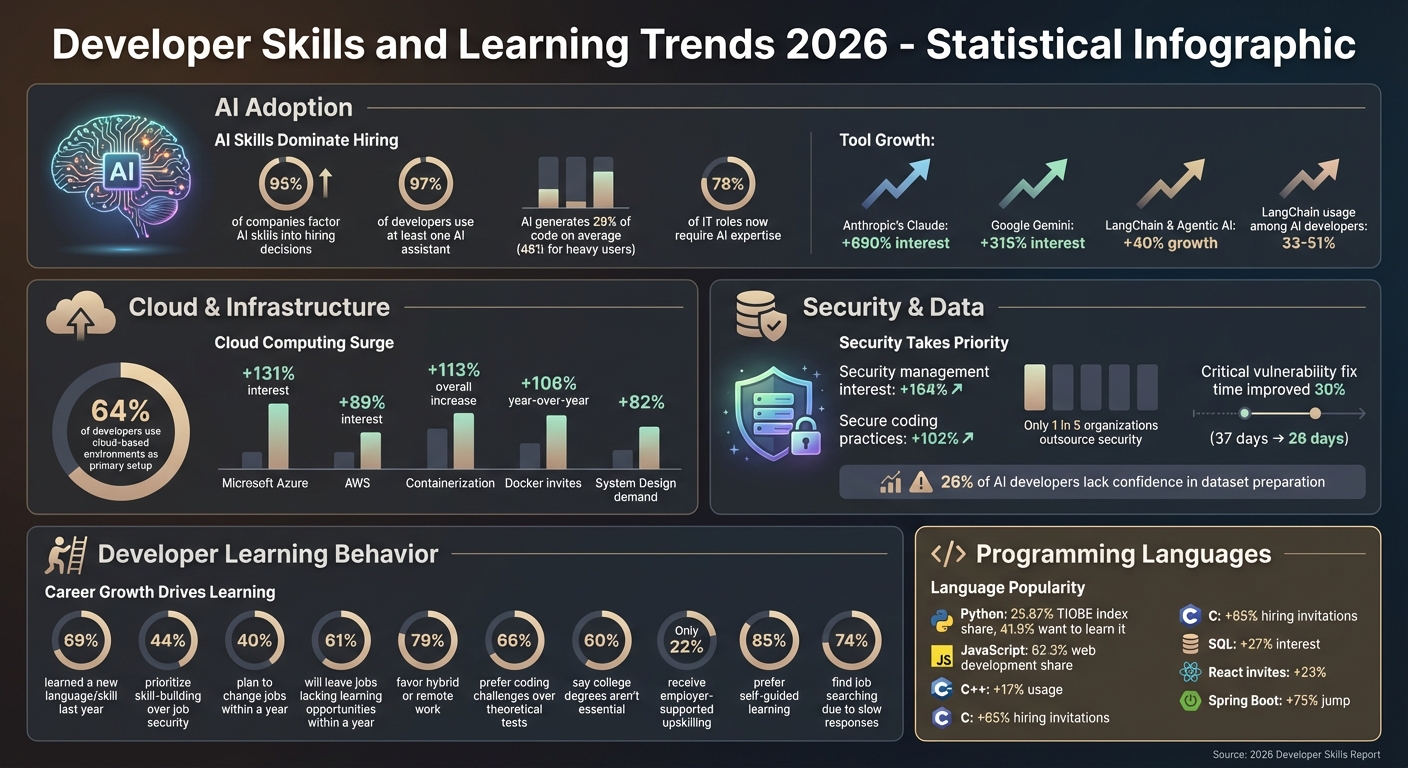 2026 Developer Skills Trends: AI, Cloud, and Security Statistics