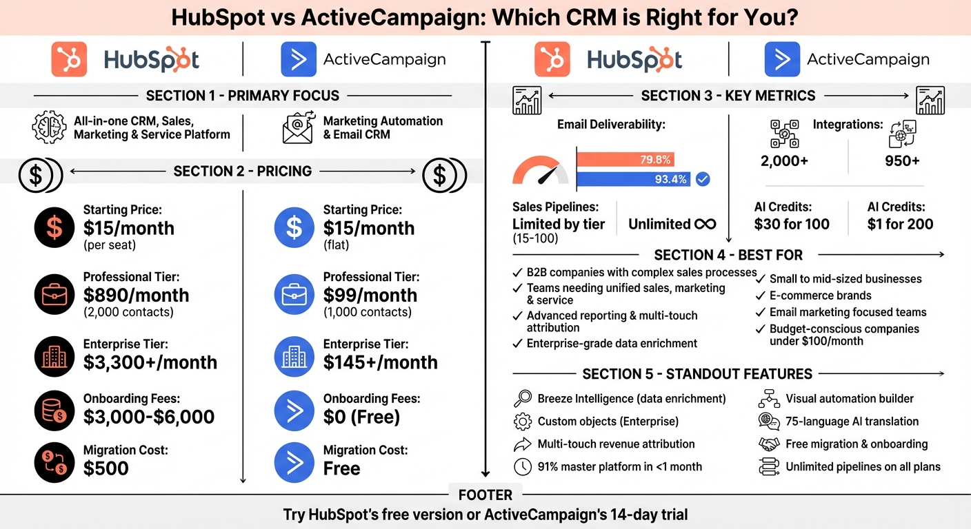 HubSpot vs ActiveCampaign: Complete Feature and Pricing Comparison