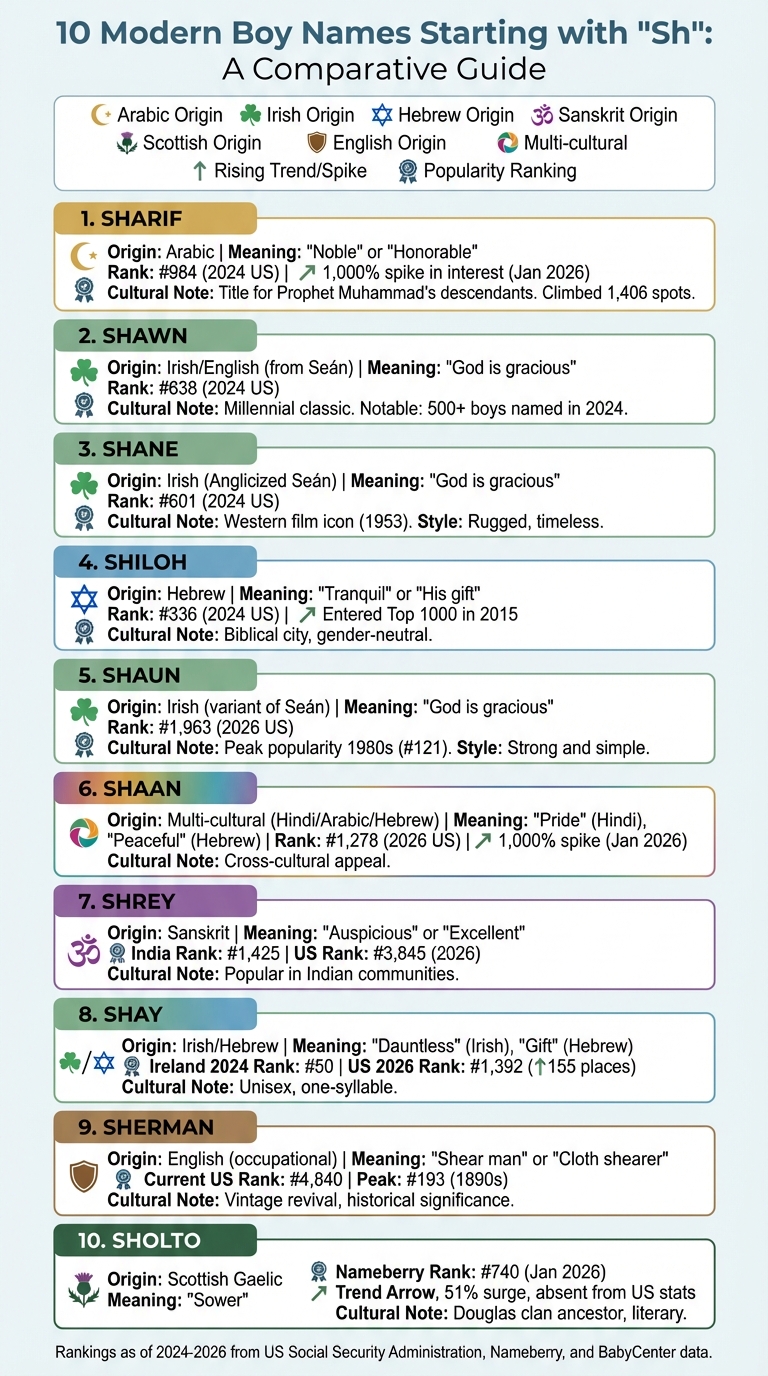 10 Boy Names Starting with Sh: Meanings, Origins & Popularity Rankings