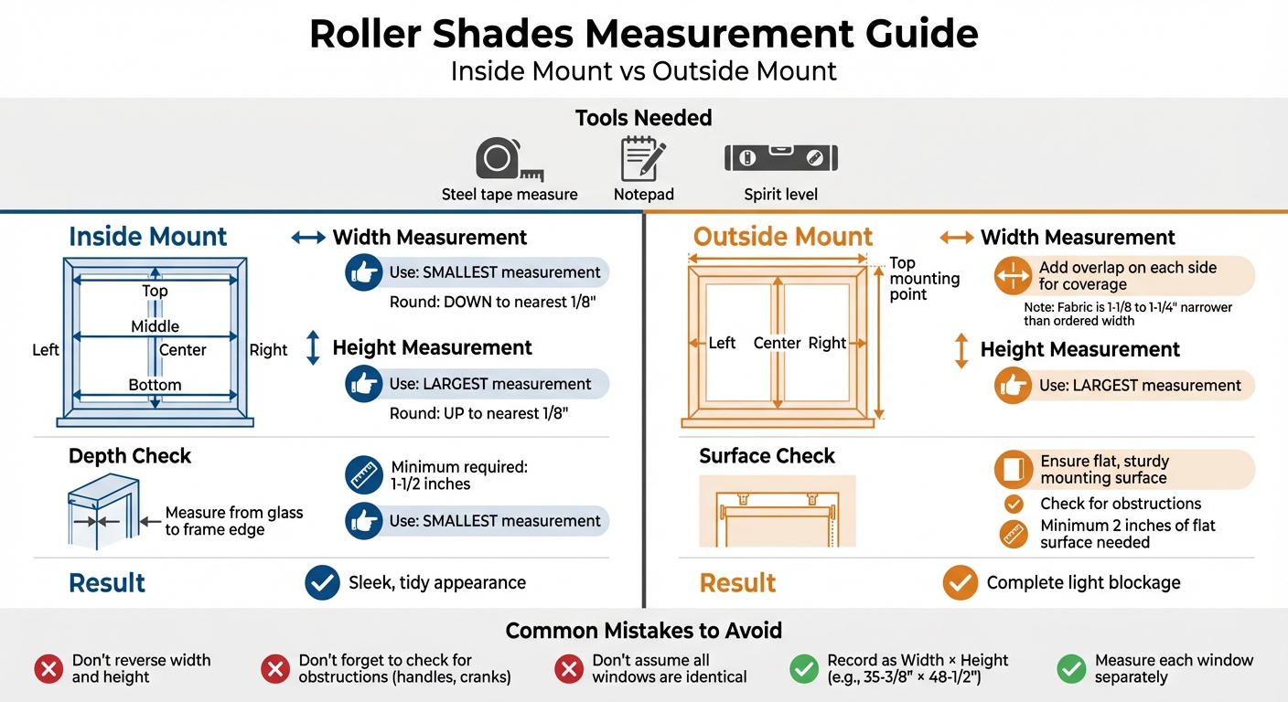 Inside vs Outside Mount Roller Shades Measurement Guide