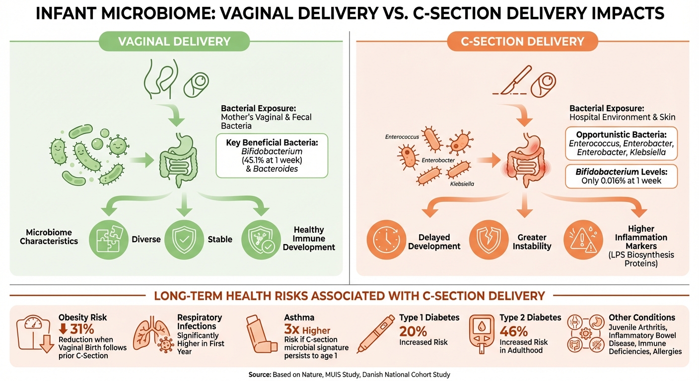 Vaginal vs C-Section Birth: Microbiome Differences and Health Impacts