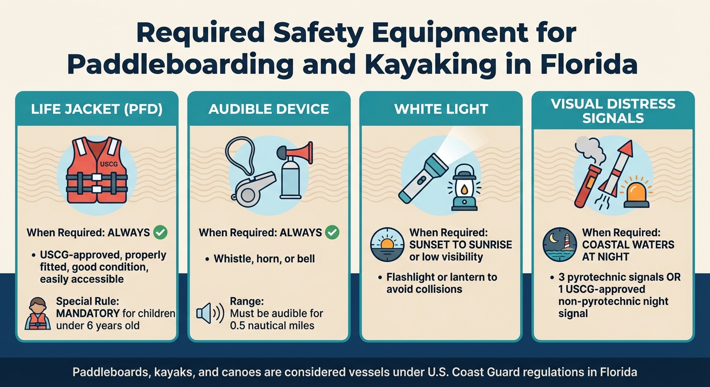 Required Safety Equipment for Paddleboarding and Kayaking in Florida