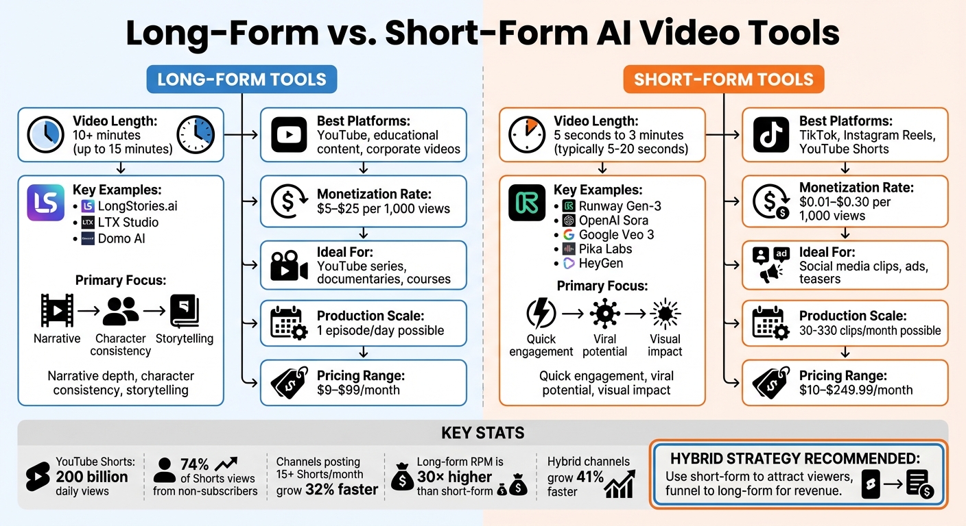 Long-Form vs Short-Form AI Video Tools Comparison Chart
