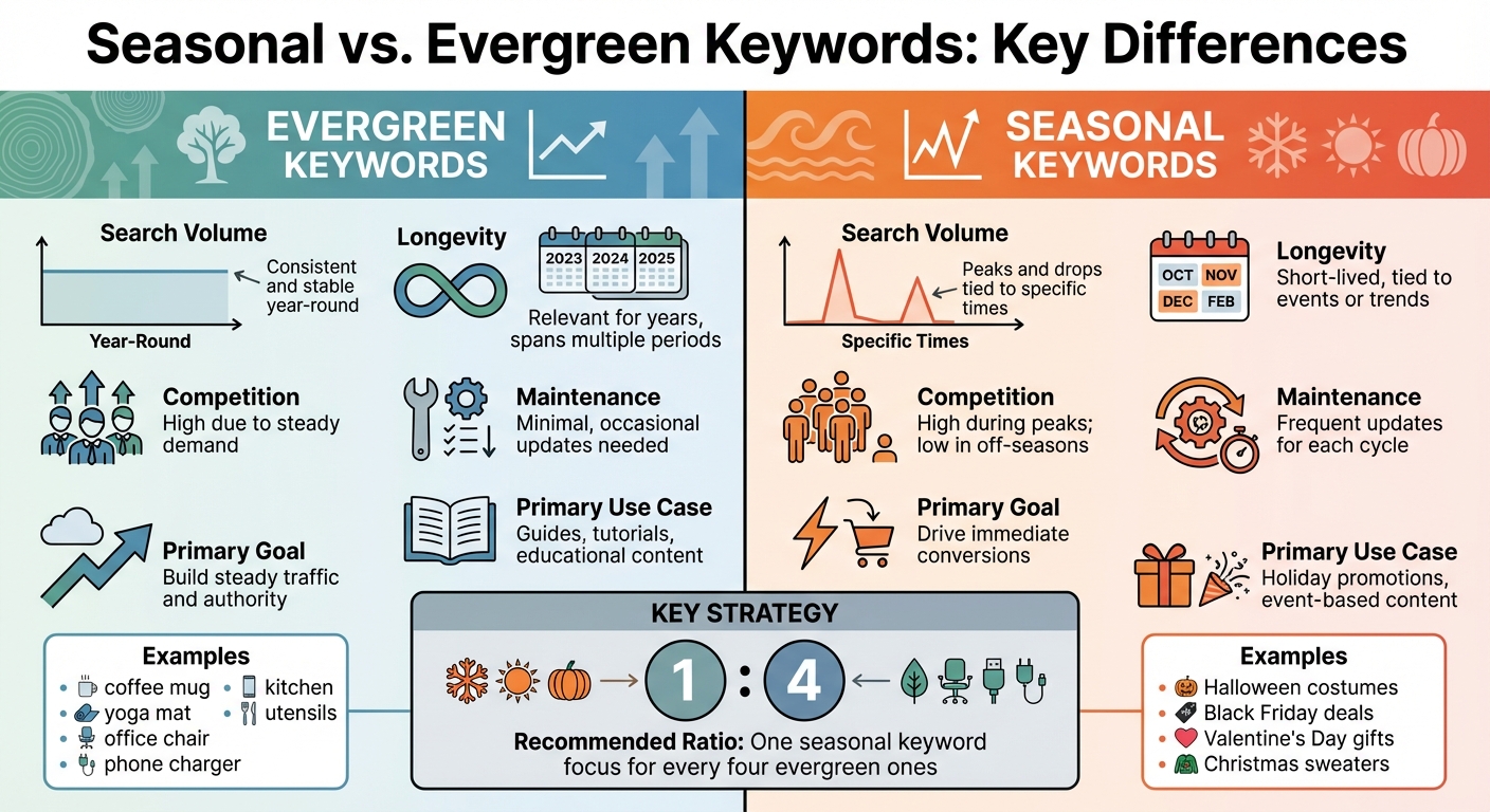Seasonal vs Evergreen Keywords Comparison for Amazon Sellers
