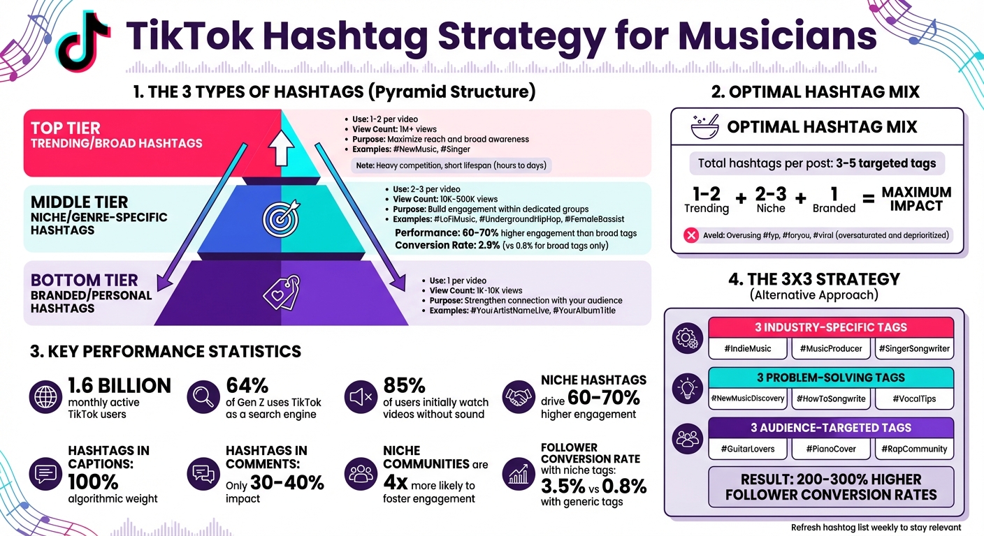 TikTok Hashtag Strategy Guide for Musicians: Types, Quantities, and Performance Metrics