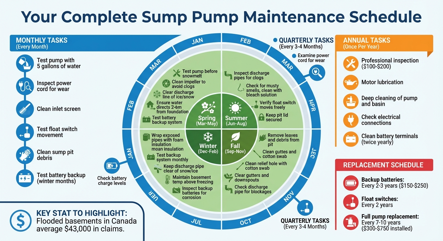 Sump Pump Maintenance Schedule: Monthly, Seasonal, and Annual Tasks