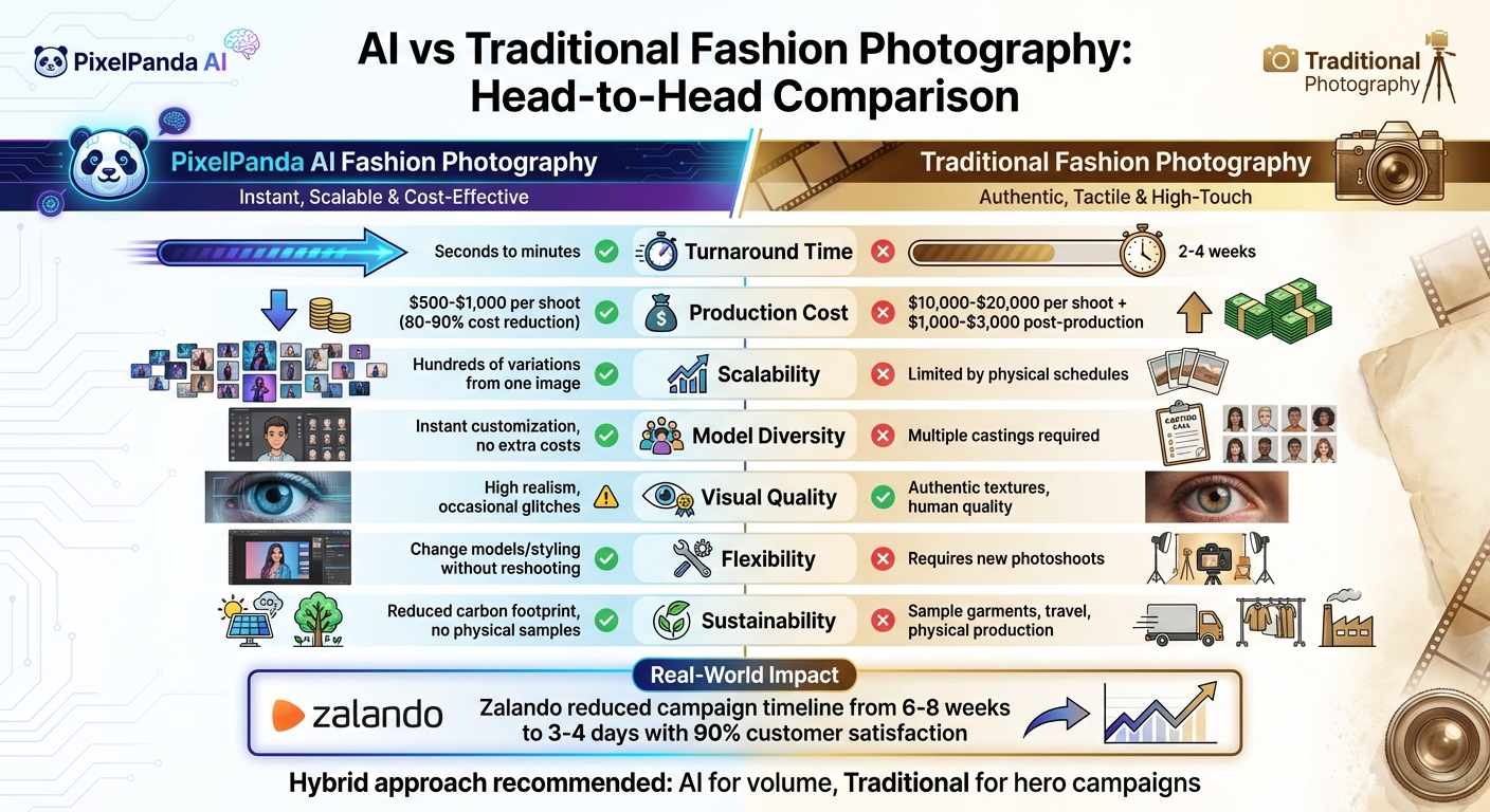 AI vs Traditional Fashion Photography: Cost, Time and Performance Comparison 2026