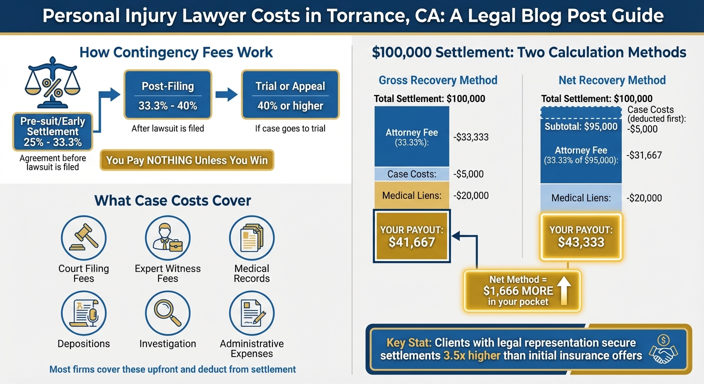 Personal Injury Lawyer Contingency Fee Breakdown and Settlement Calculation Comparison