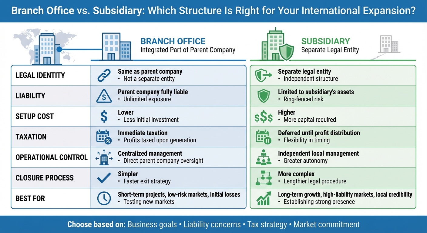 Branch Office vs Subsidiary: Complete Comparison Guide for International Expansion