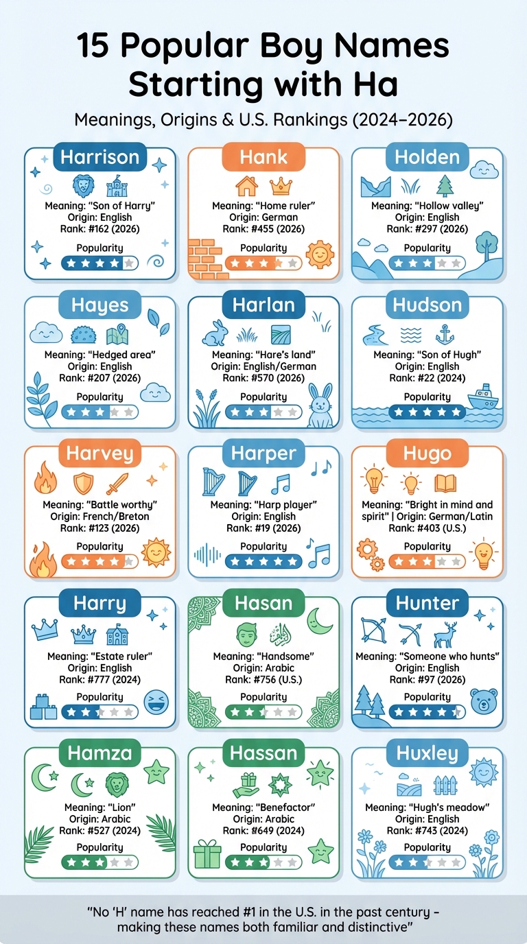 15 Popular Boy Names Starting with Ha: Meanings, Origins and U.S. Rankings