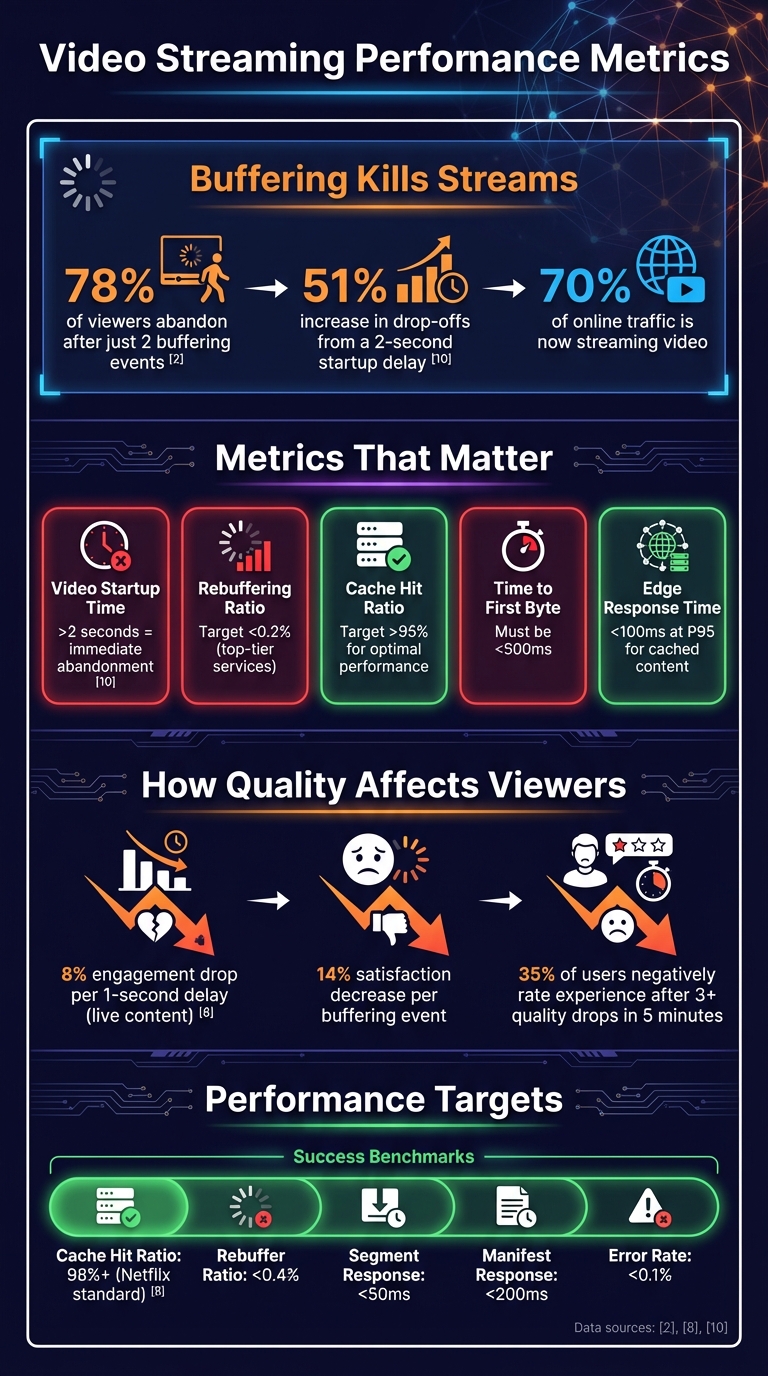 Video Streaming Performance Metrics and Impact on Viewer Retention