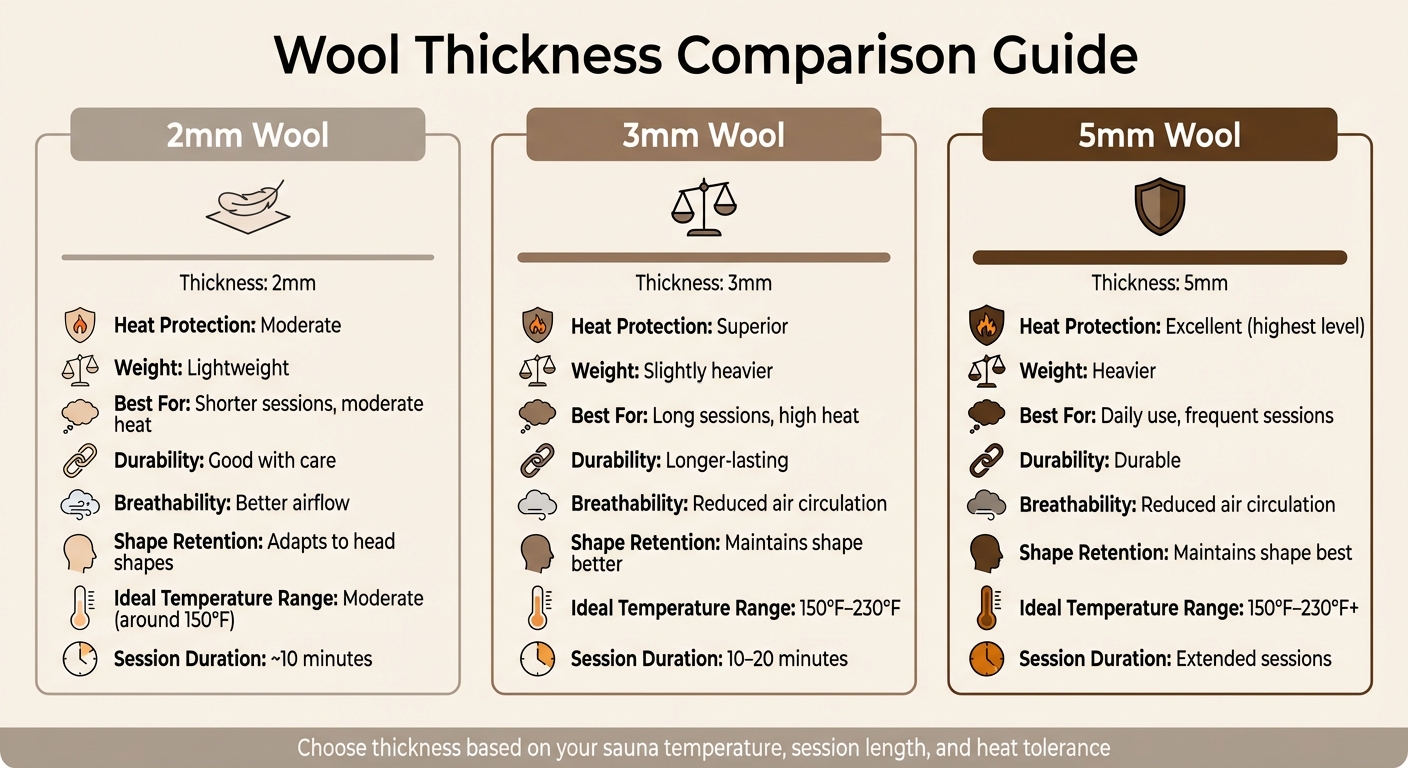 Sauna Hat Wool Thickness Comparison Guide: 2mm vs 3mm vs 5mm