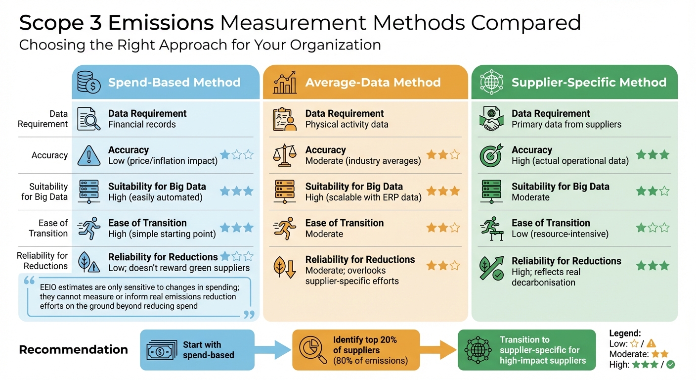 Comparison of Scope 3 Emissions Measurement Methods: Spend-Based vs Average-Data vs Supplier-Specific