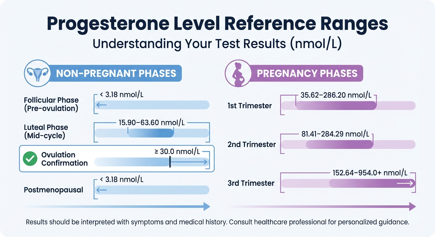 Progesterone Level Reference Ranges by Phase and Condition