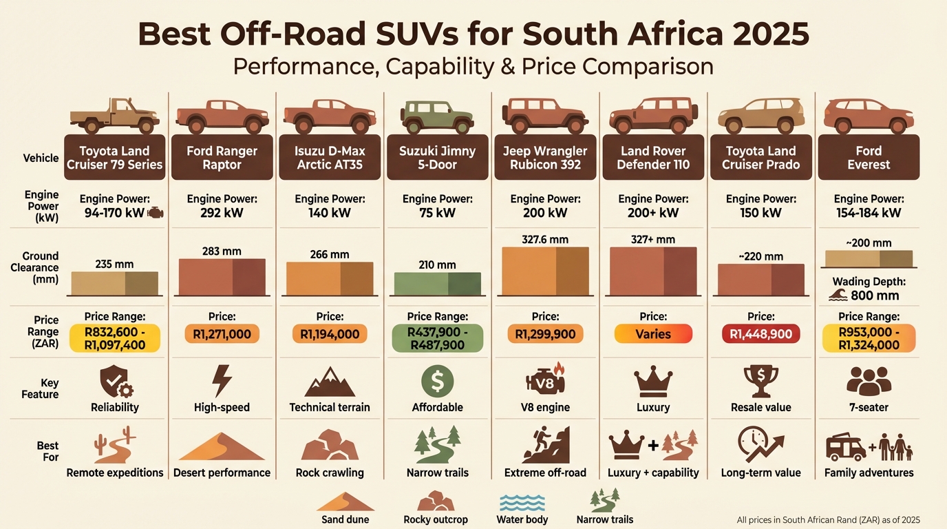 Best Off-Road SUVs for South Africa 2025: Quick Comparison Chart