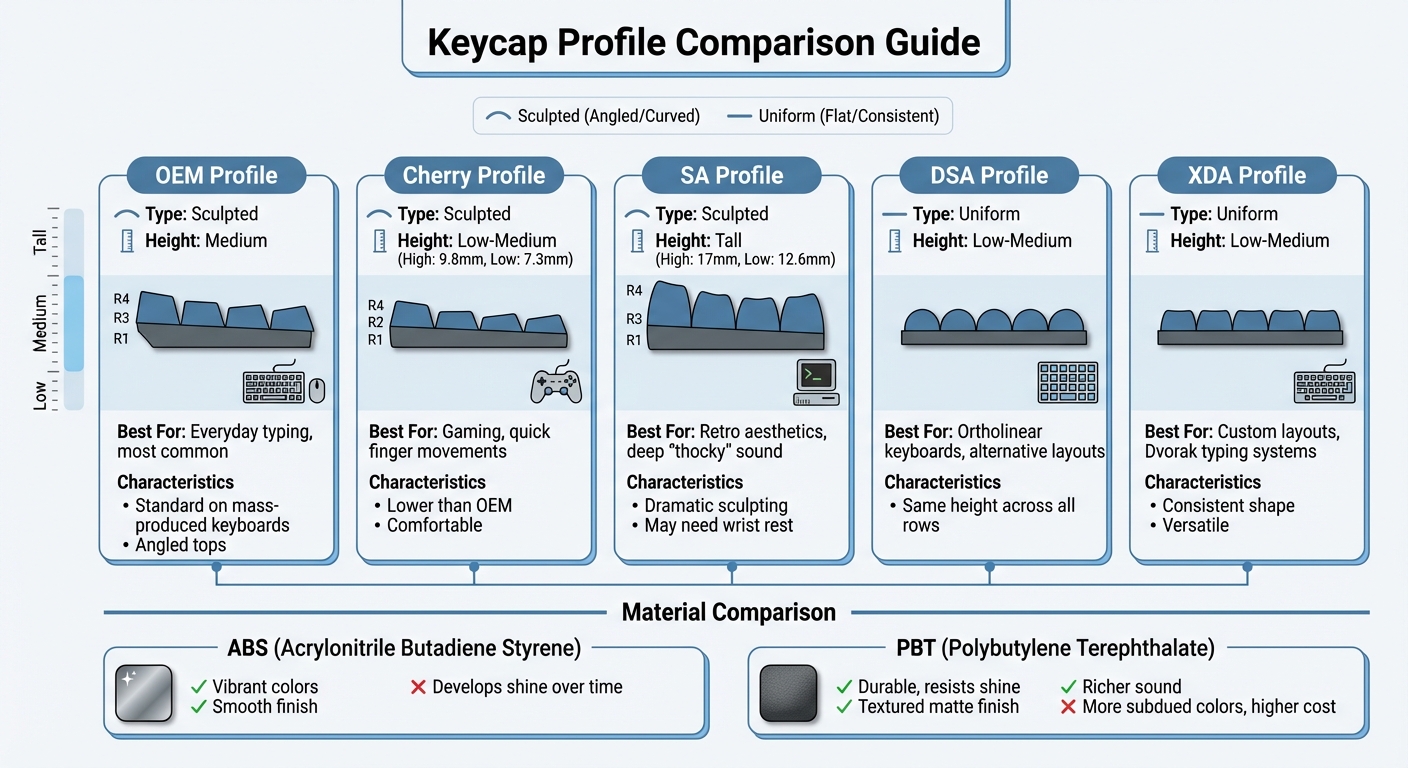 Keycap Profile Comparison Chart: Heights, Shapes, and Best Uses