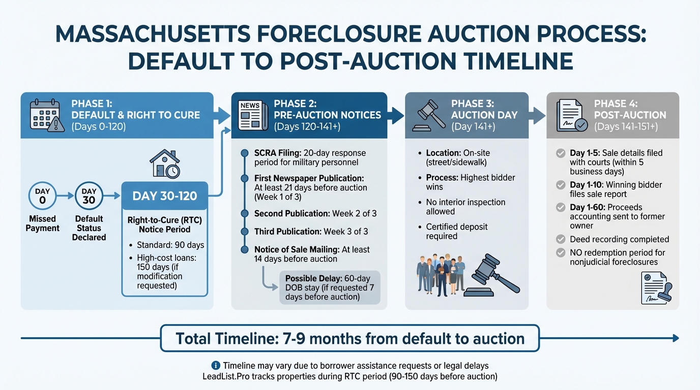 Massachusetts Foreclosure Auction Timeline: From Default to Sale