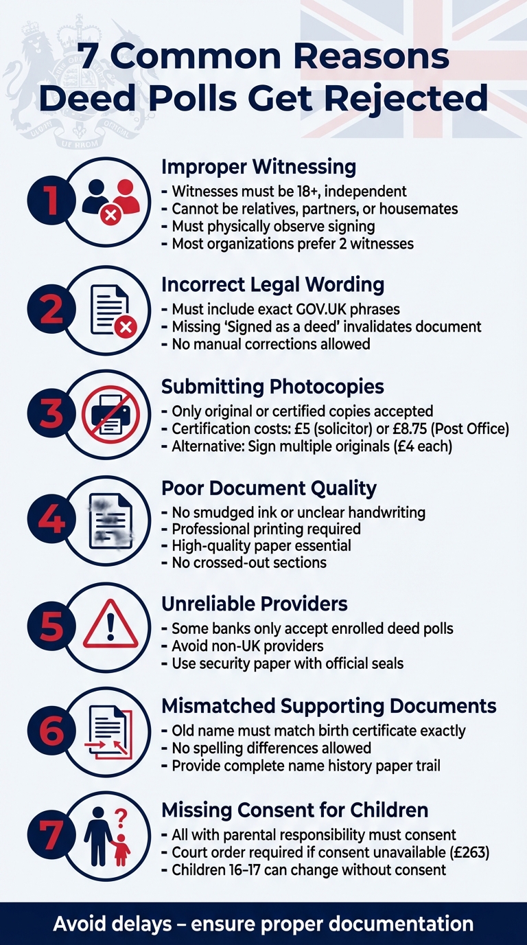 7 Common Reasons Deed Polls Get Rejected in the UK