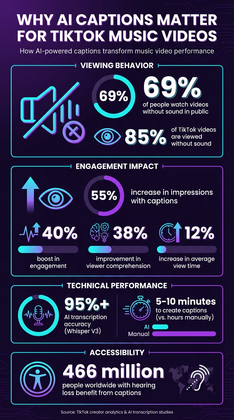 AI Caption Impact Statistics for TikTok Music Videos