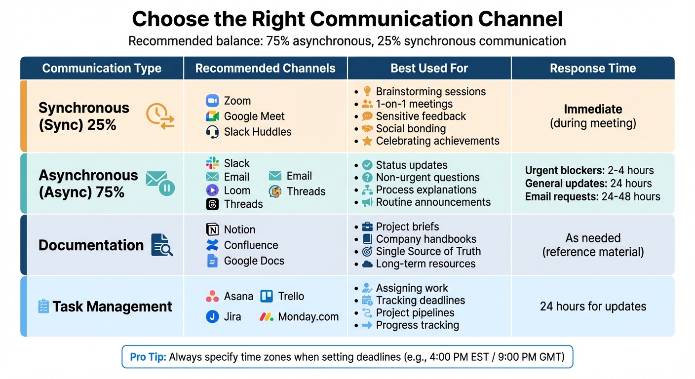 Communication Channel Guide for Remote Teams Across Time Zones