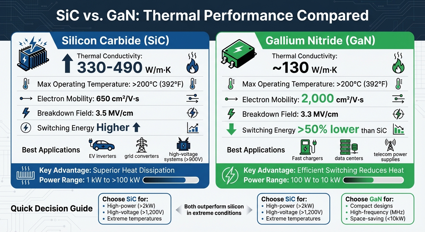 SiC vs GaN Thermal Performance Comparison Chart