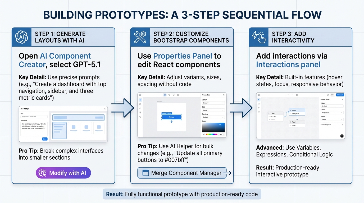 3-Step Workflow for Prototyping with GPT-5.1, Bootstrap, and UXPin Merge