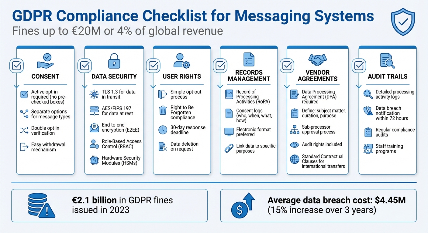 GDPR Compliance Checklist for Messaging Systems: 6 Essential Requirements