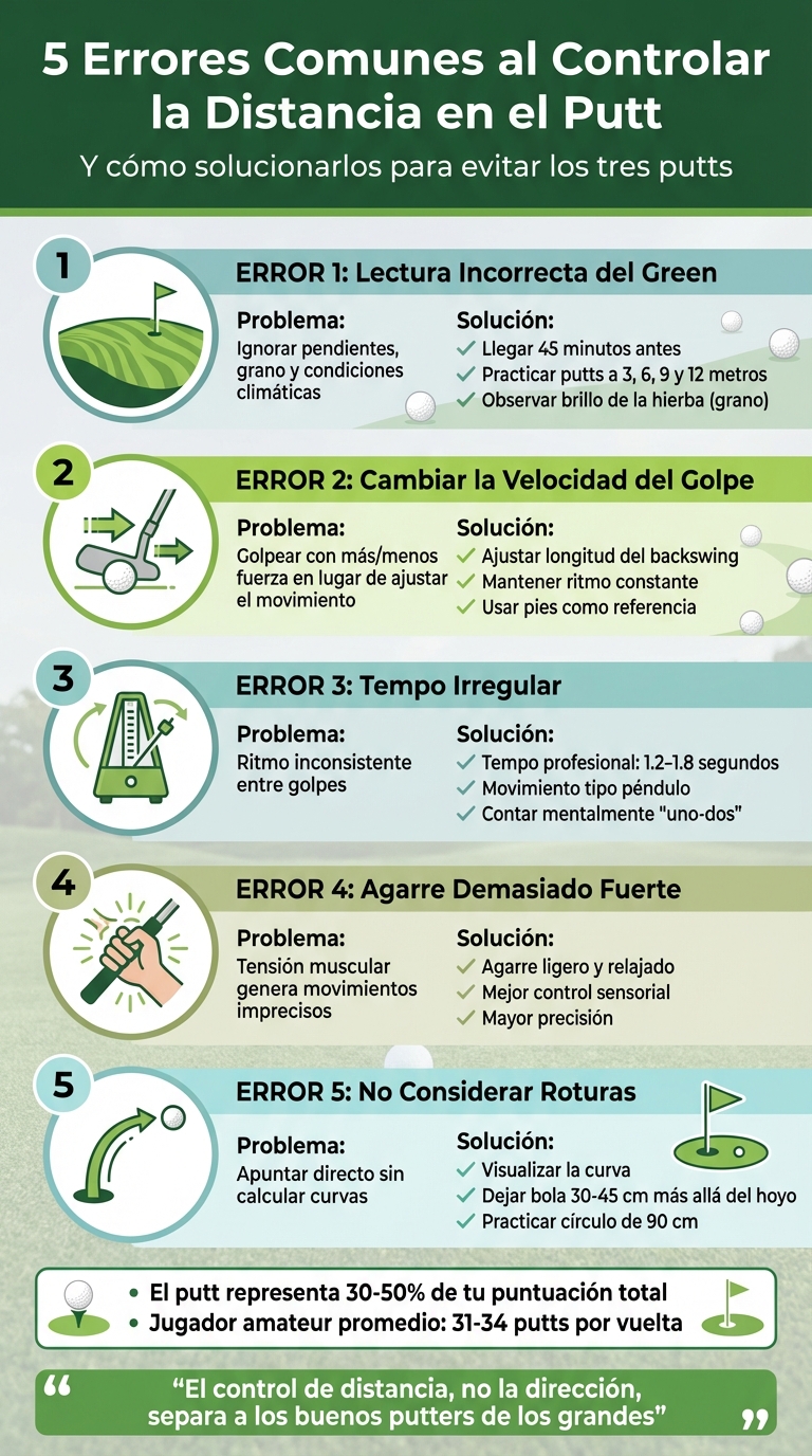 5 errores comunes en el control de distancia del putt y sus soluciones