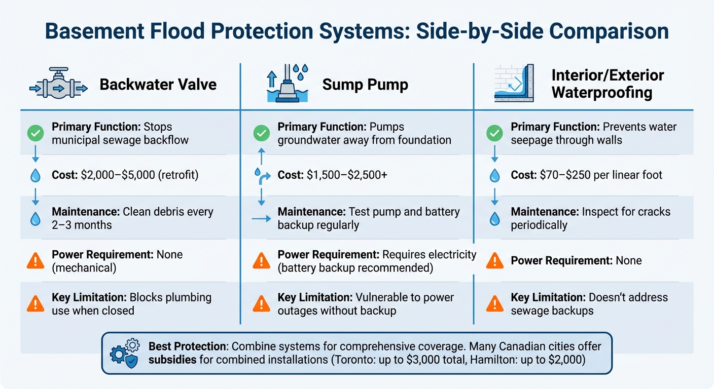Backwater Valve vs Other Basement Flood Protection Systems Comparison