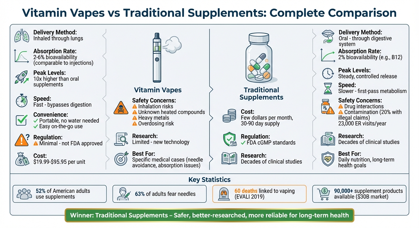 Vitamin Vapes vs Traditional Supplements Comparison Chart