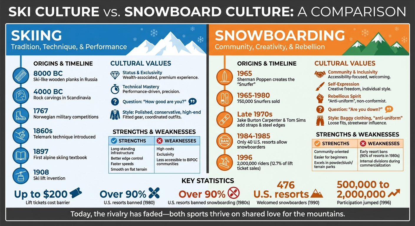 Ski Culture vs Snowboard Culture: Origins, Values, and Strengths Comparison
