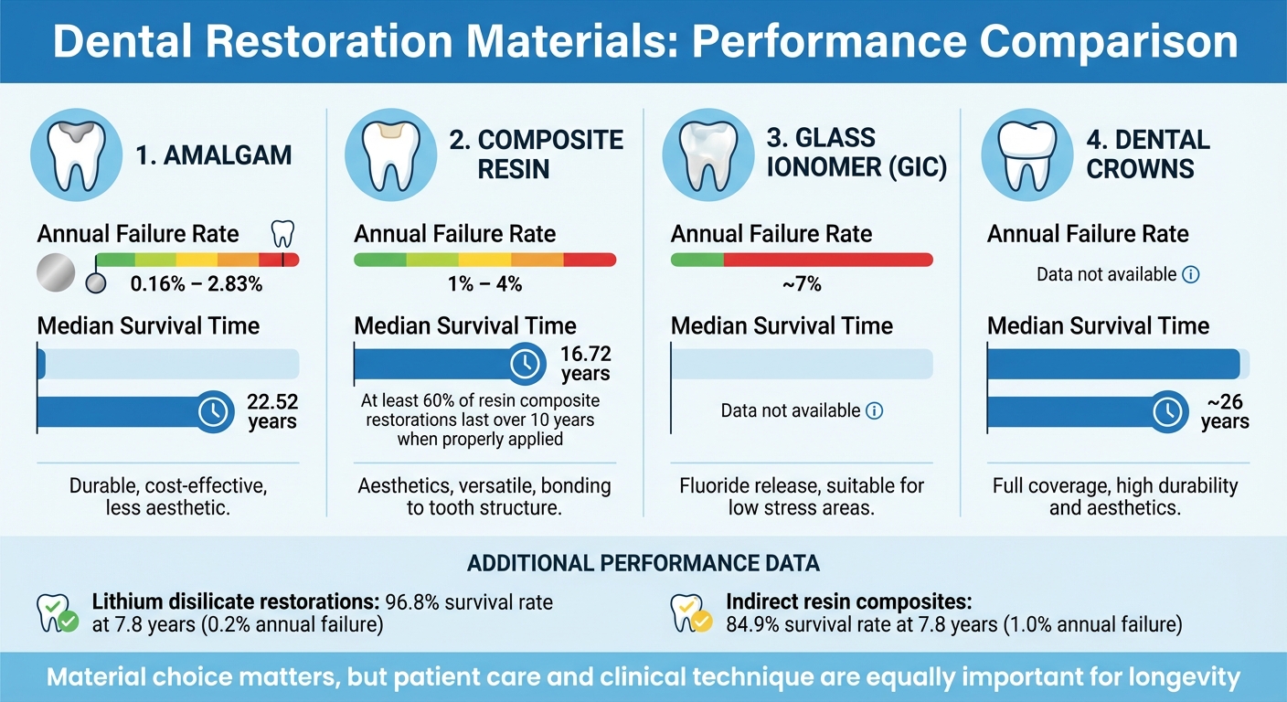 Dental Restoration Materials Comparison: Failure Rates and Longevity