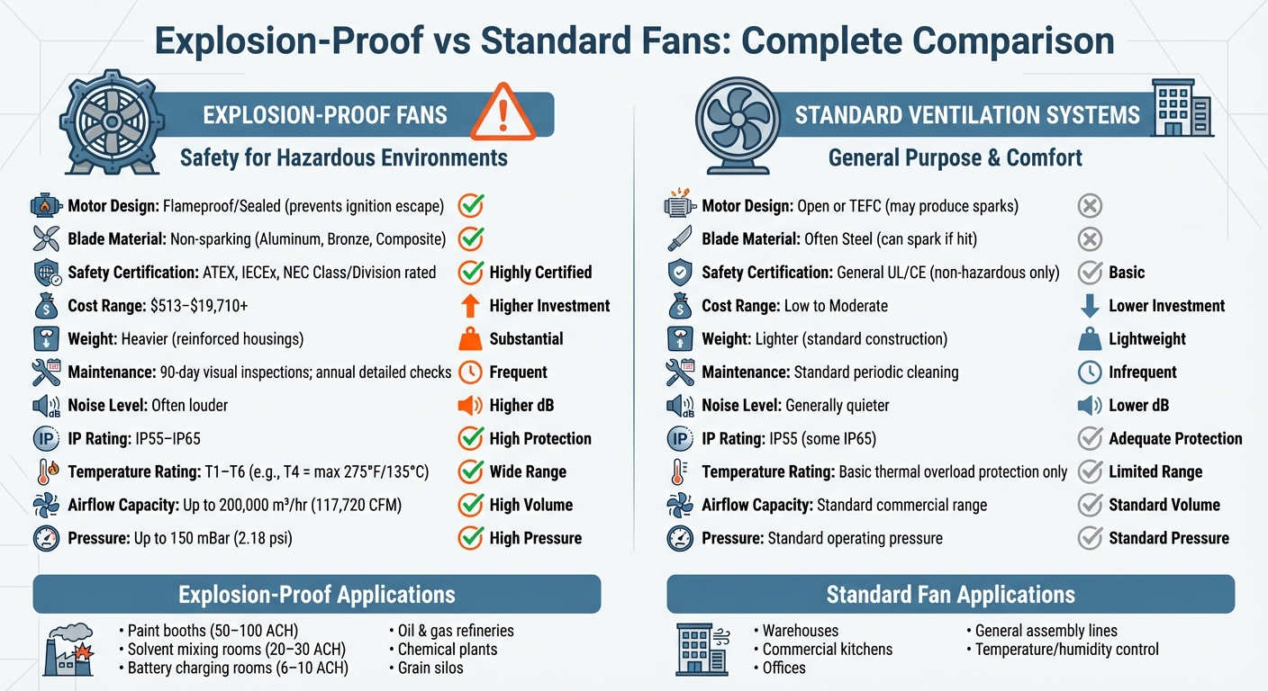 Explosion-Proof vs Standard Fans: Key Differences and Specifications
