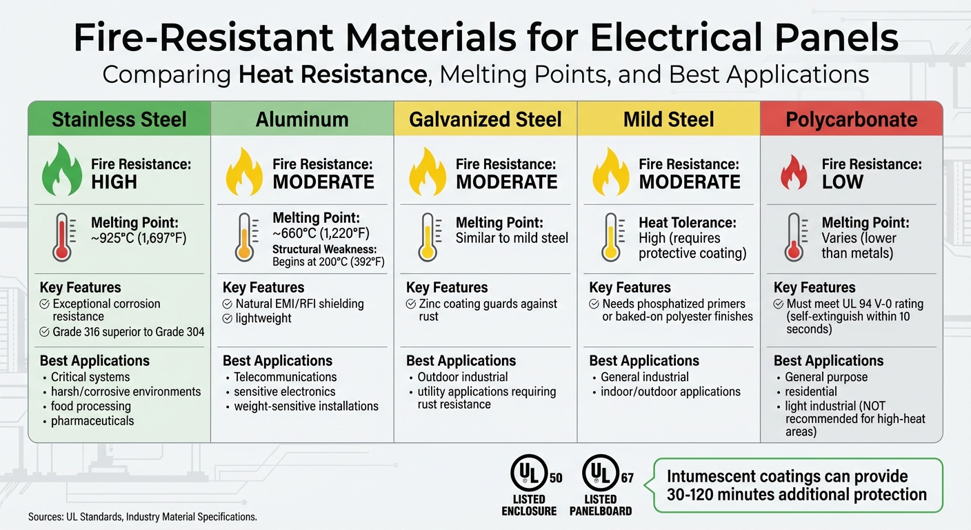Fire-Resistant Materials for Electrical Panels Comparison Chart