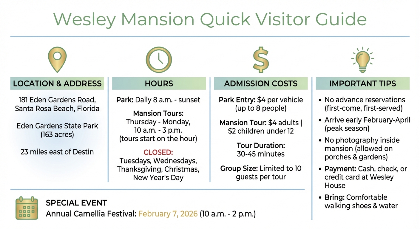 Wesley Mansion Visitor Guide: Hours, Admission, and Key Information