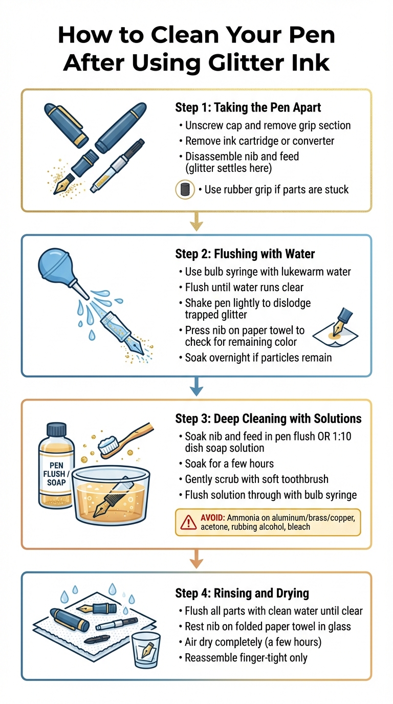 Step-by-Step Guide to Cleaning Fountain Pens After Using Glitter Ink