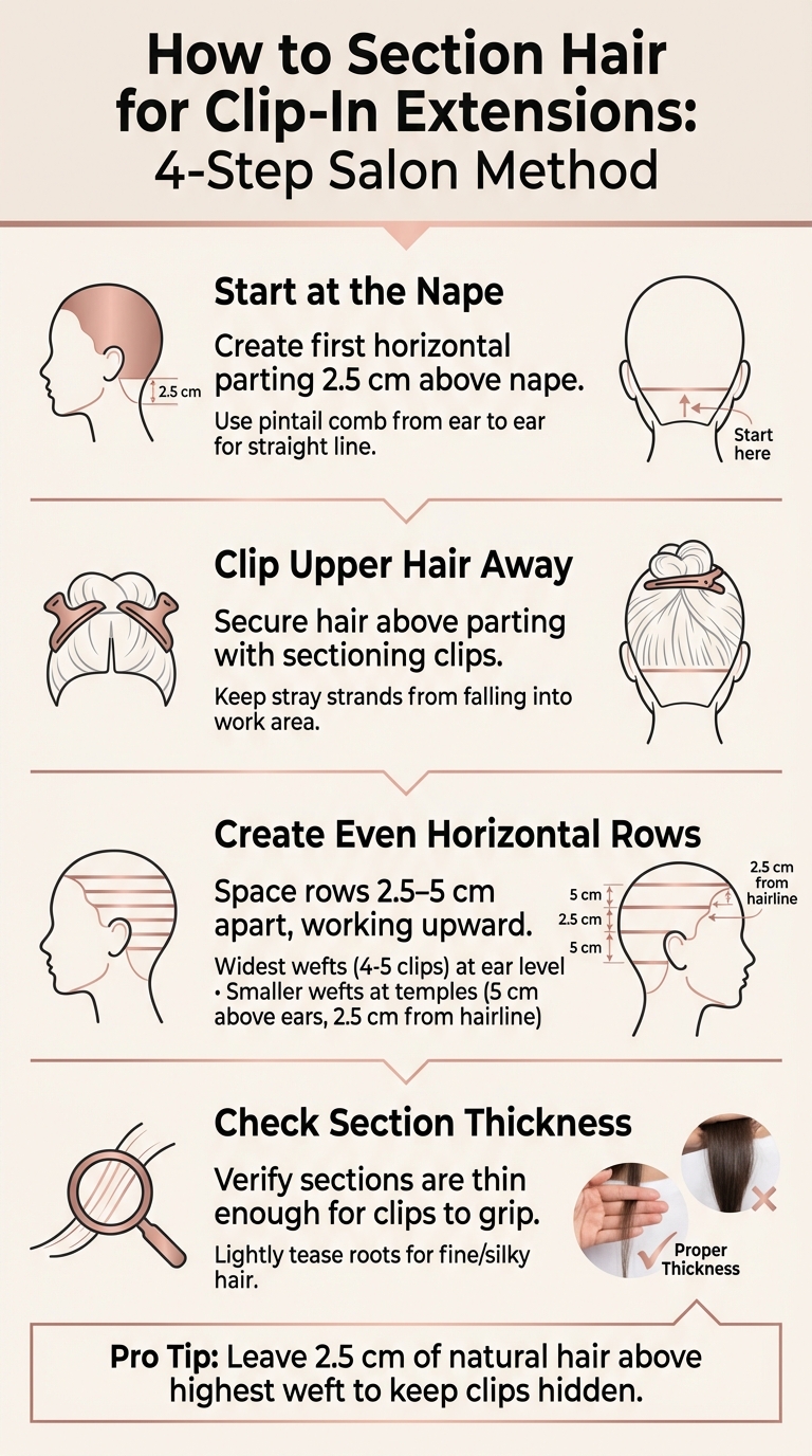 Step-by-Step Guide to Sectioning Hair for Clip-In Extensions