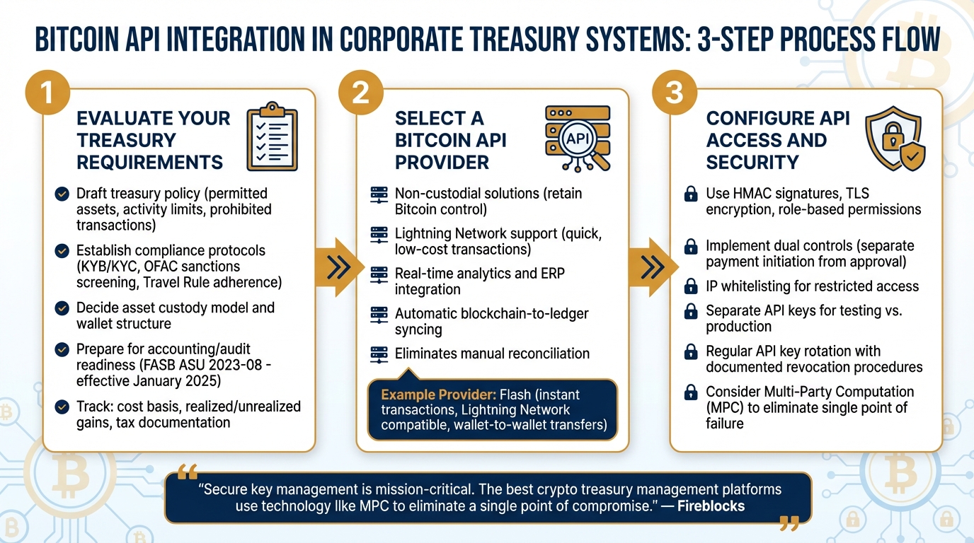 3-Step Process for Integrating Bitcoin APIs into Corporate Treasury Systems