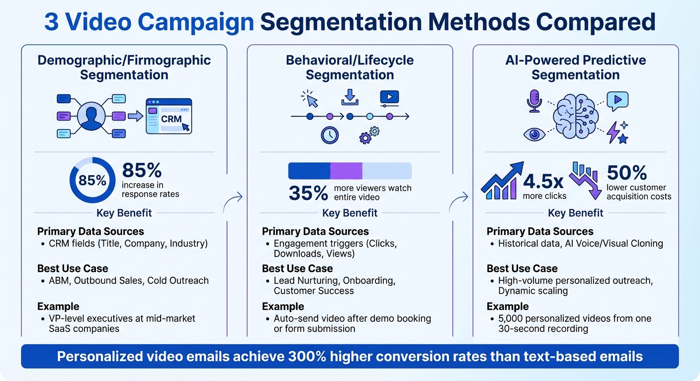 Video Campaign Segmentation Methods Comparison: Demographic vs Behavioral vs AI-Powered