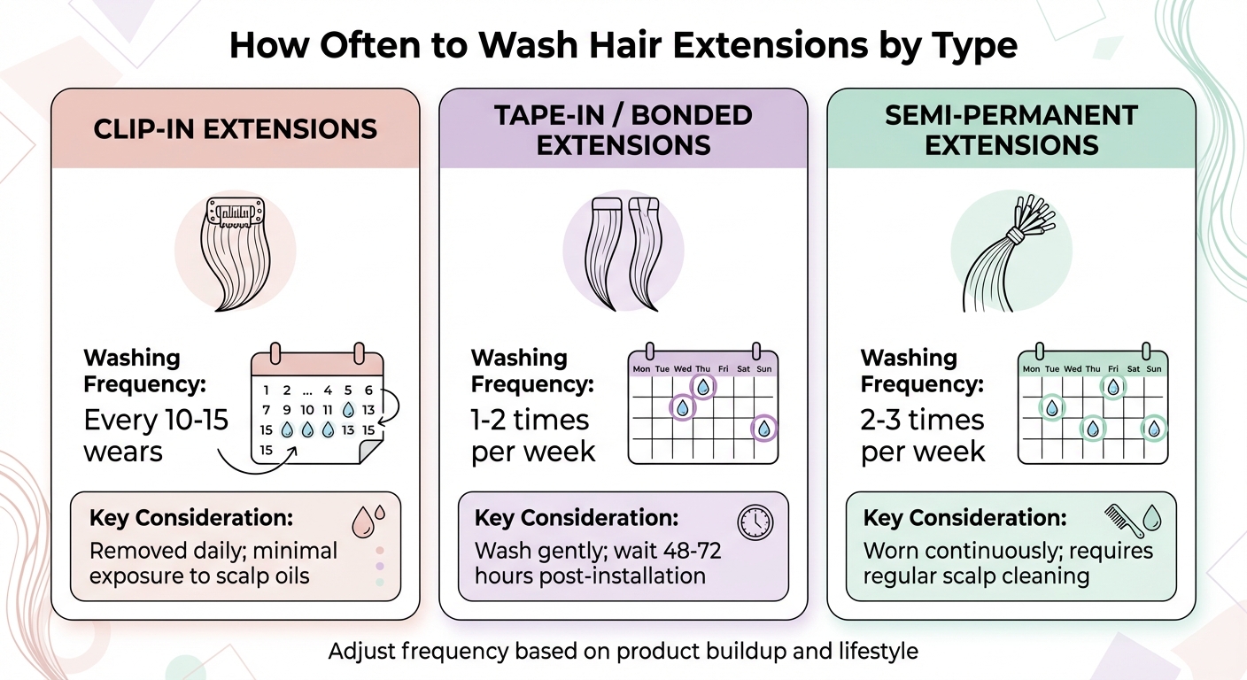 Hair Extension Washing Frequency Guide by Type