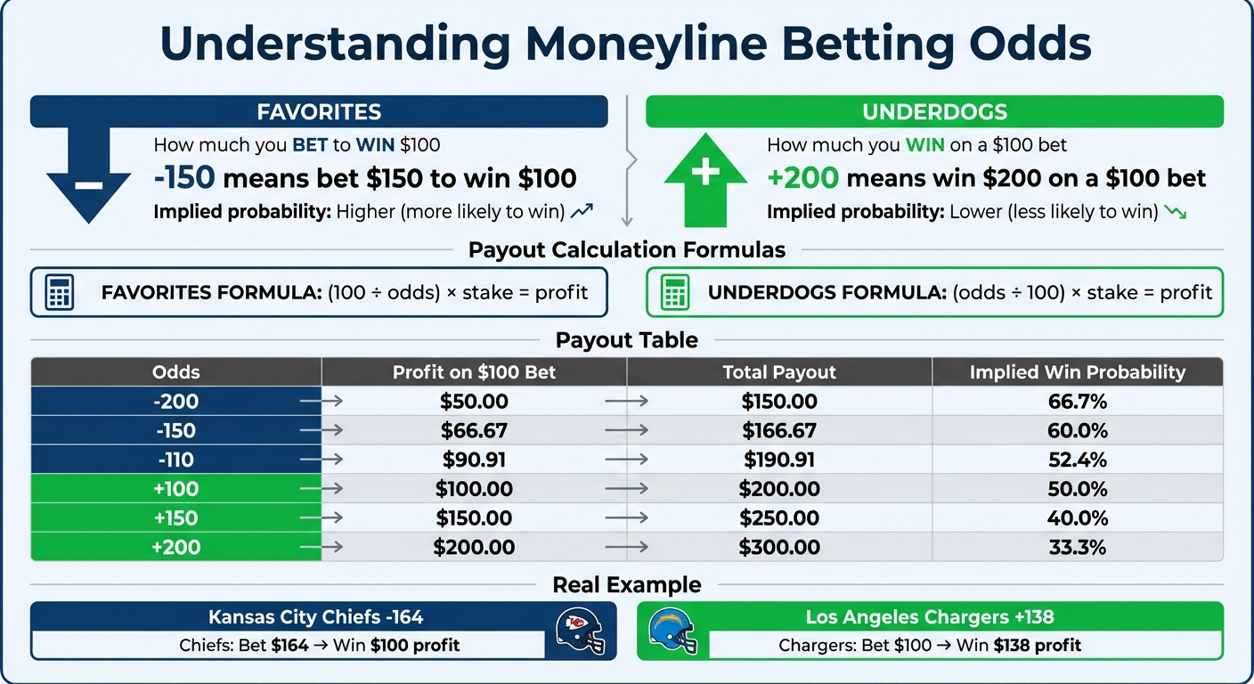 Moneyline Odds Calculator: Favorites vs Underdogs Payout Guide