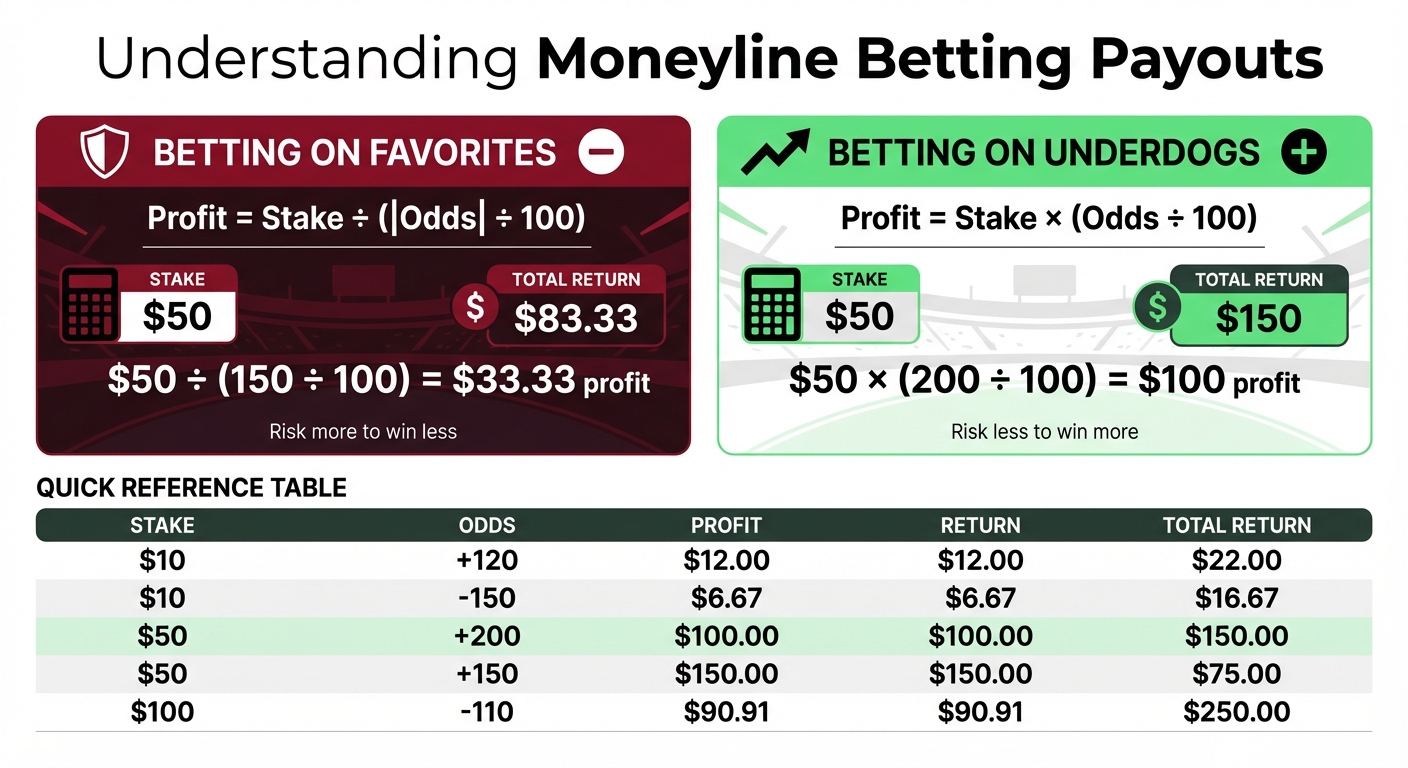 Moneyline Odds Calculator: Favorites vs Underdogs Payout Guide