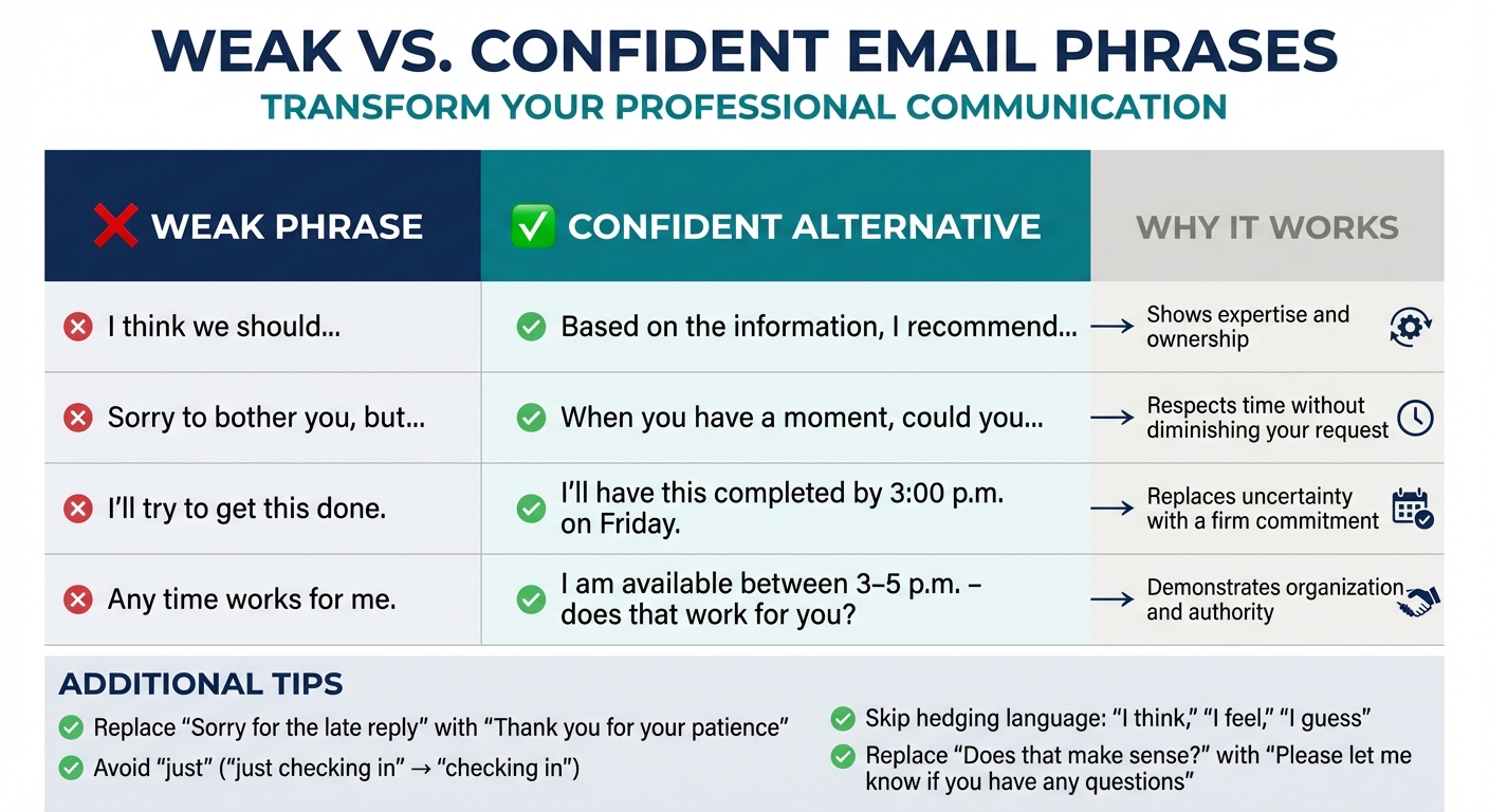 Weak vs Confident Email Phrases: Professional Communication Guide