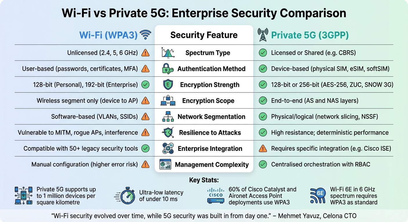Wi-Fi vs Private 5G Security Comparison for Enterprise Networks