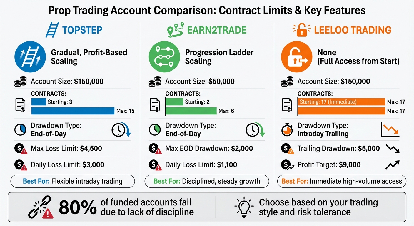 Prop Trading Firms Contract Limits Comparison: Topstep vs Earn2Trade vs Leeloo Trading