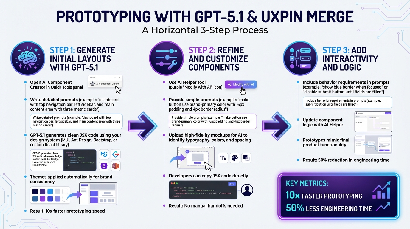GPT-5.1 and UXPin Merge Prototyping Workflow - 3 Step Process