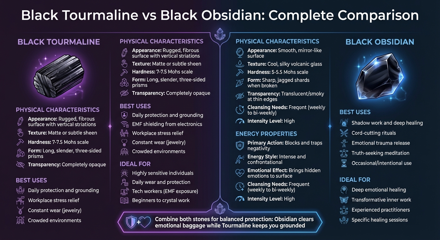 Black Tourmaline vs Black Obsidian: Complete Comparison Guide