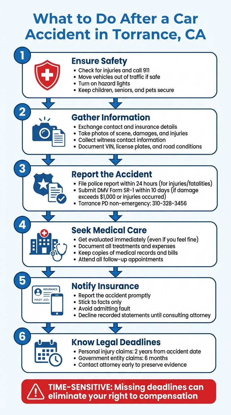 6 Critical Steps to Take After a Car Accident in Torrance, CA