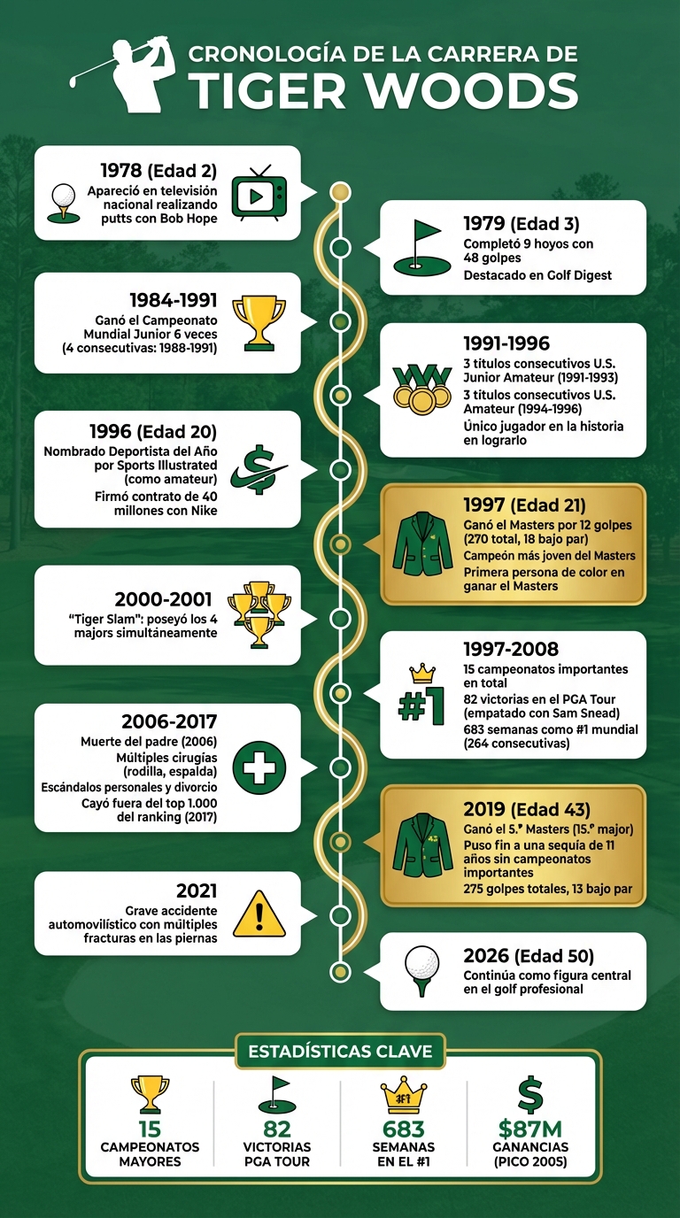 Tiger Woods Career Timeline: From Child Prodigy to 15-Time Major Champion